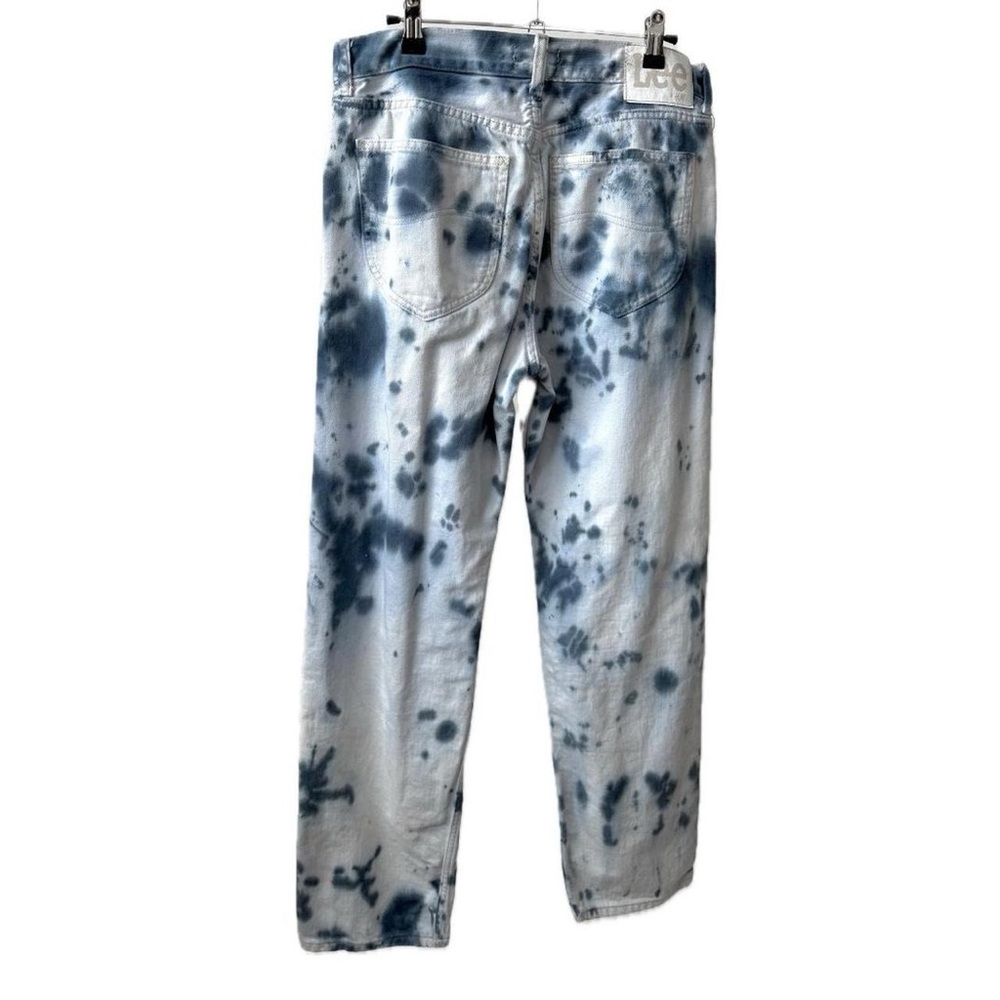 LEE X H&M BLEACH TIE DYE DENIM BLUE DYED High Rise Straight Leg JEANS Size-31/32 - Picture 8 of 9